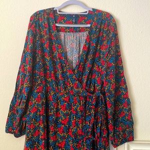 Long sleeve, GAP floral multicolor wrap dress.